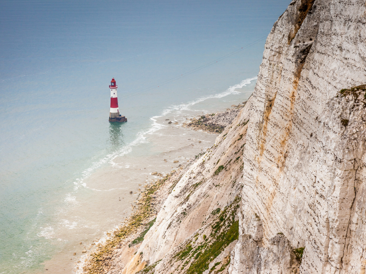 Beachy Head Leuchtturm bei Eastbourne in East Sussex, England