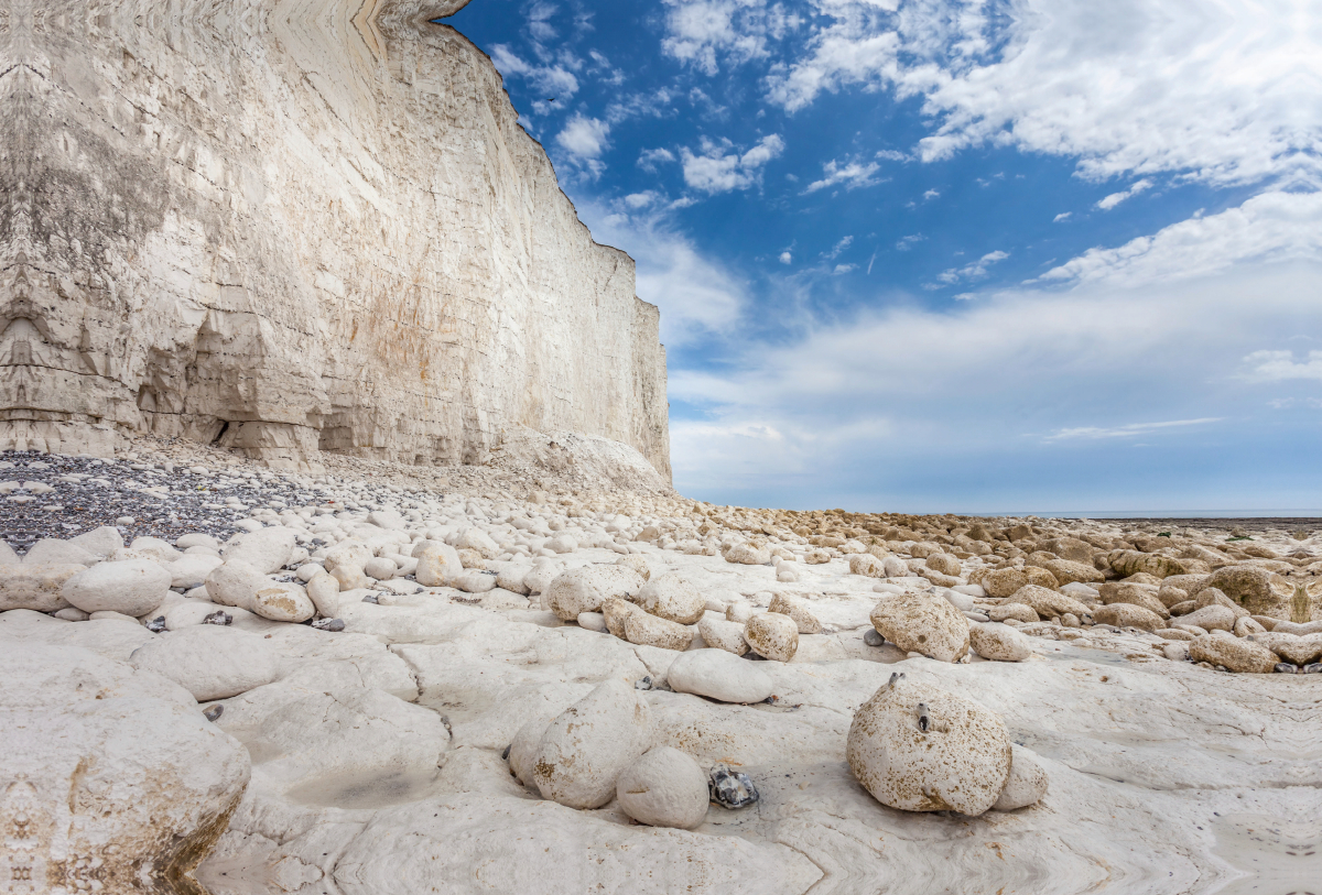 Die Klippen Seven Sisters an der Jurassic Coast bei Eastbourne, Südengland