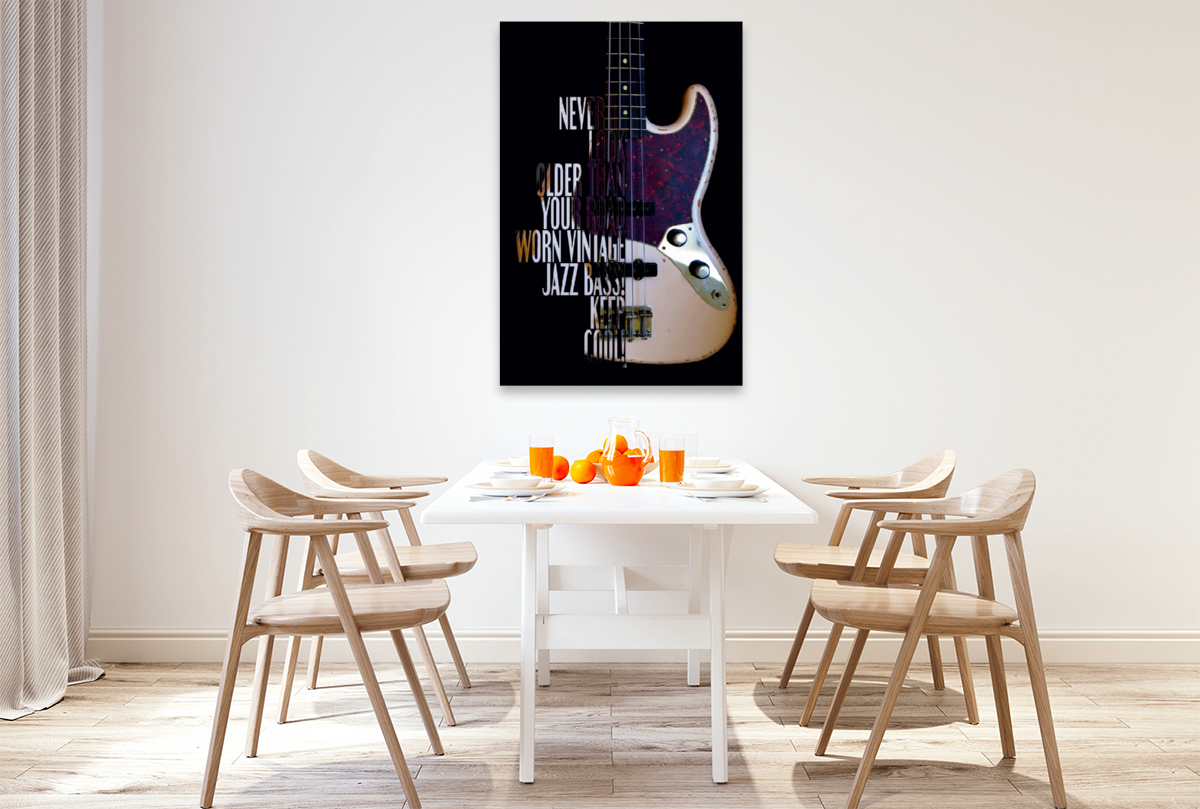 Jazz Bass, Road Worn mit Gitarrenspruch