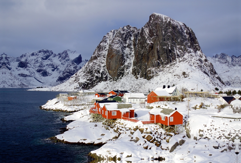 Rorbuer  in Hamnoy im Winter