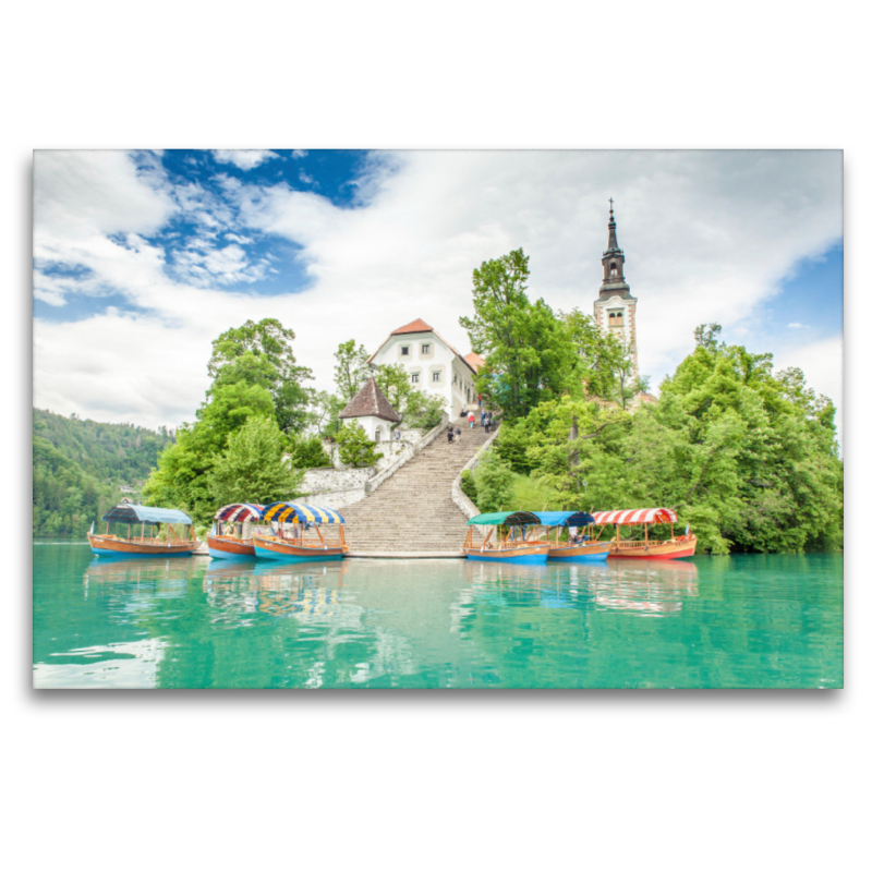 Kirche und ehemaliges Kloster auf der Insel Bled/ Slowenien