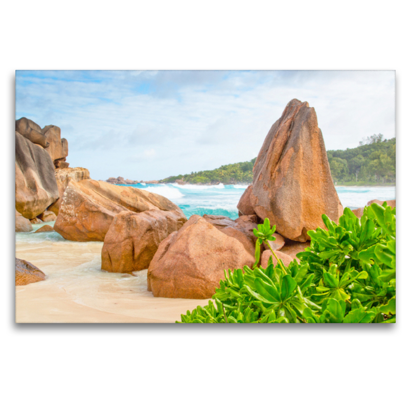 Die typischen Granitfelsen an der Petite Anse (La Digue)