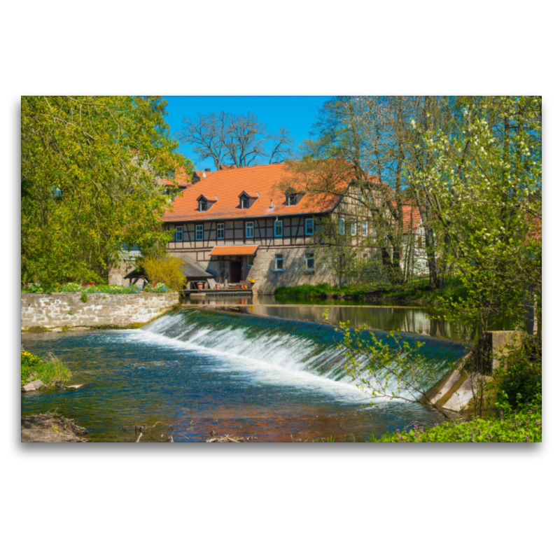 Wassermühle und Wehr an der Ilm, älteste Mühle in Thüringen, Taubach bei Weimar