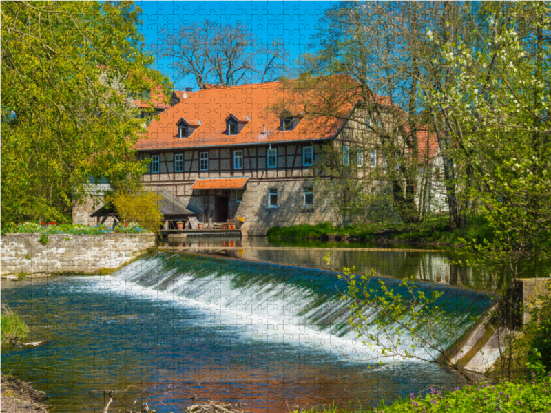 Wassermühle und Wehr an der Ilm, älteste Mühle in Thüringen, Taubach bei Weimar