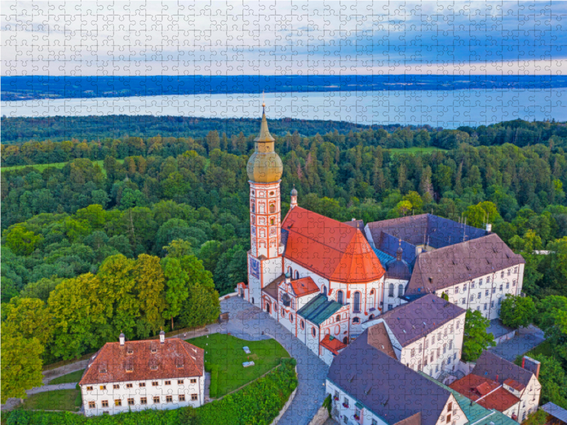 Kloster Andechs, Luftaufnahme, Ammersee