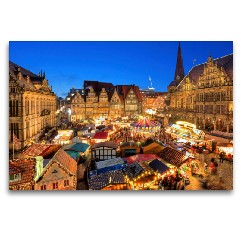 Beleuchteter Weihnachtsmarkt auf dem Rathausplatz