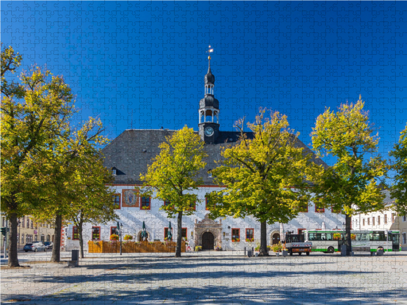 Marktplatz mit Rathaus in Marienberg