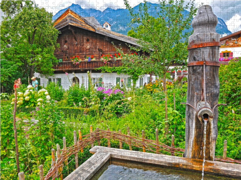 Bauerngarten mit Brunnen