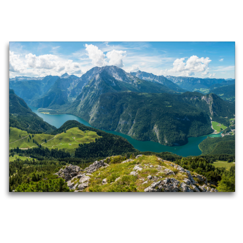 Blick vom Jenner auf den Watzmann und Schönau (r.u.)