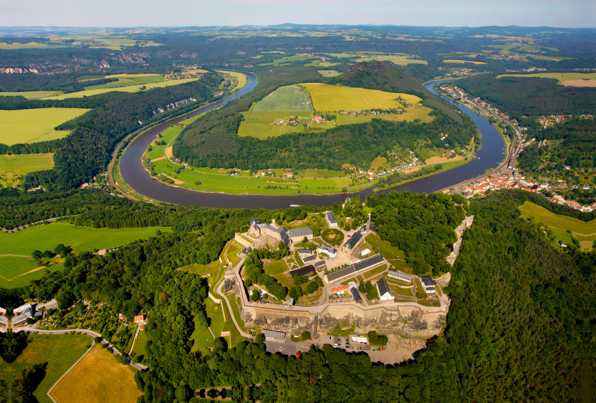 Luftbildd Festung Königstein, Elbsandsteingebirge, Sachsen