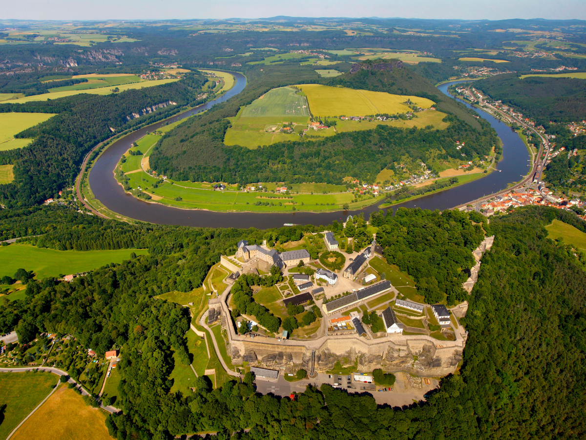 Luftbildd Festung Königstein, Elbsandsteingebirge, Sachsen