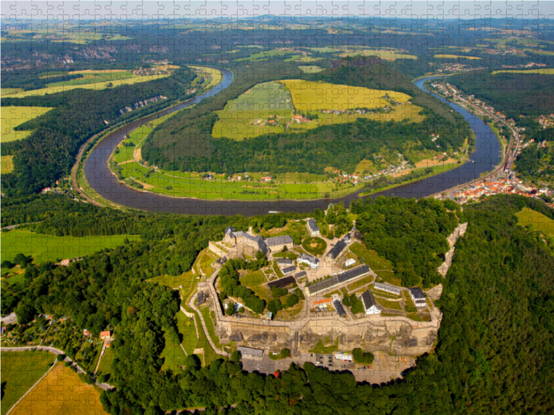 Luftbildd Festung Königstein, Elbsandsteingebirge, Sachsen