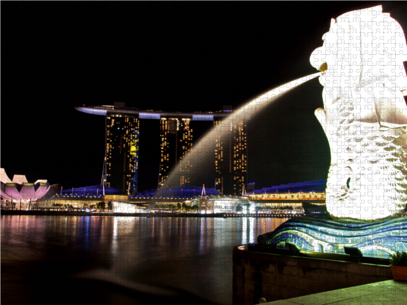 Singapur Merlion an der Bucht