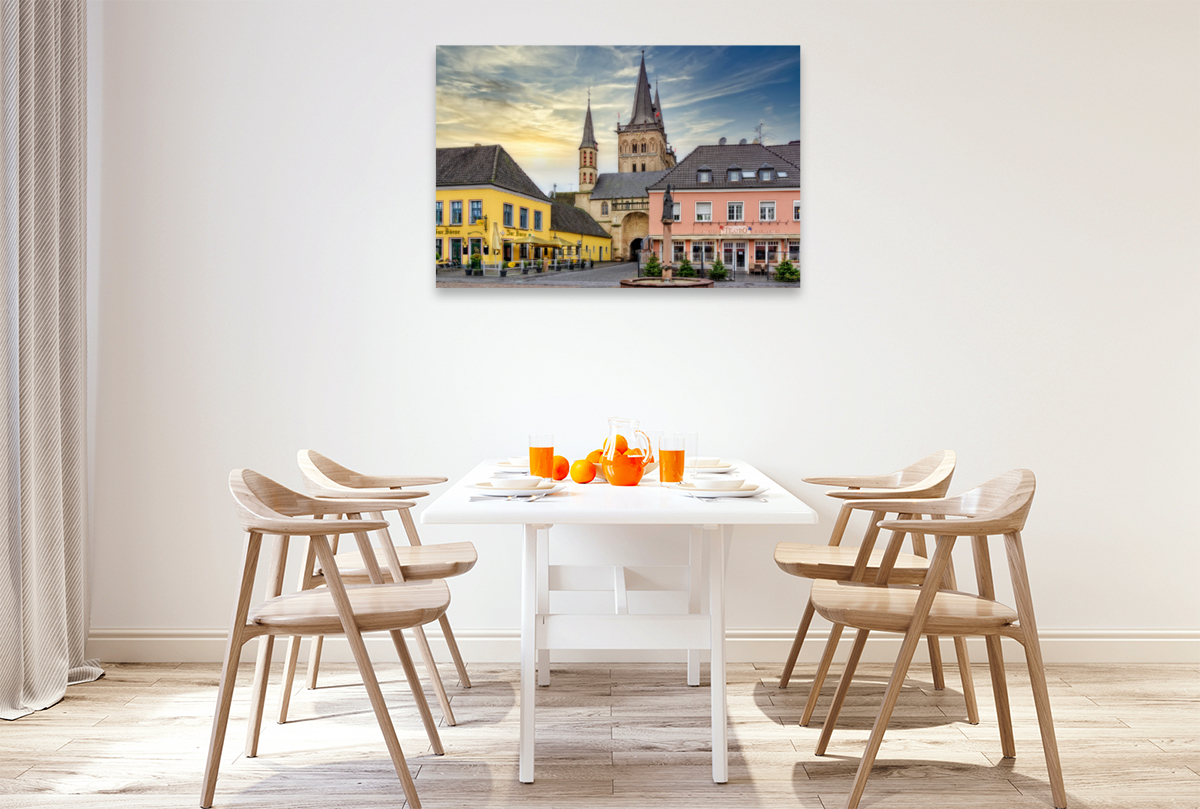 Xanten, Marktplatz mit Dom und Norbert Brunnen