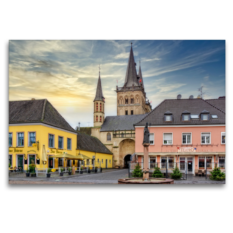 Xanten, Marktplatz mit Dom und Norbert Brunnen