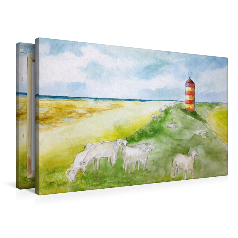 Aquarell vom Pilsumer Leuchtturm in Krummhörn, Nierdersachsen