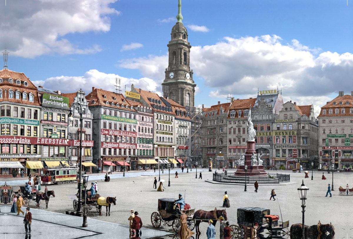 Dresden - Kreuzkirche und Altmarkt 1898