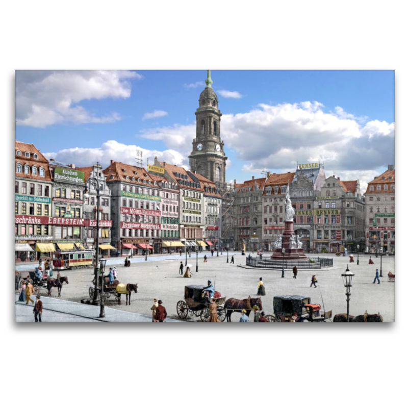 Dresden - Kreuzkirche und Altmarkt 1898