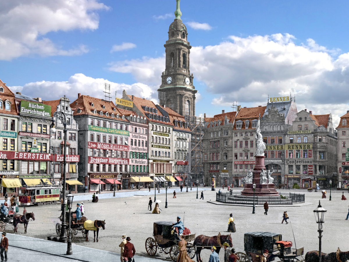 Dresden - Kreuzkirche und Altmarkt 1898