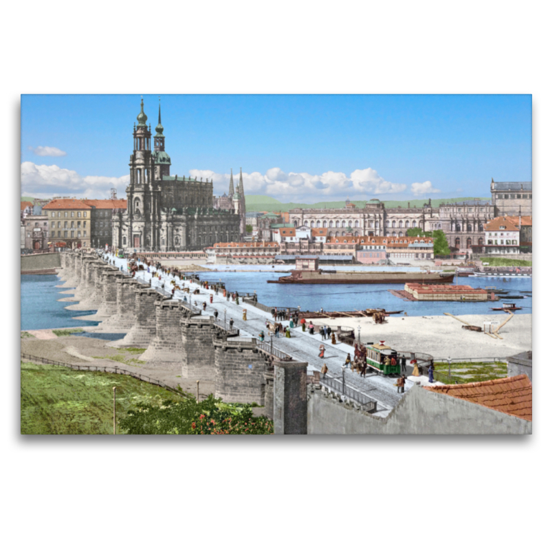 Dresden - Augustusbrücke und Altstadt 1898