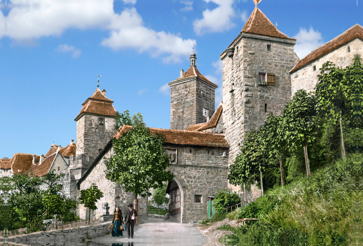 Rothenburg ob der Tauber - Kobolzeller Tor um 1905