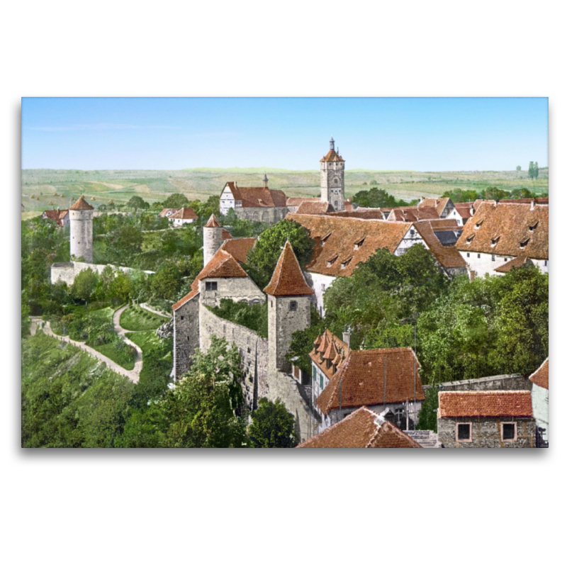 Rothenburg ob der Tauber - Partie an der Stadtmauer um 1900