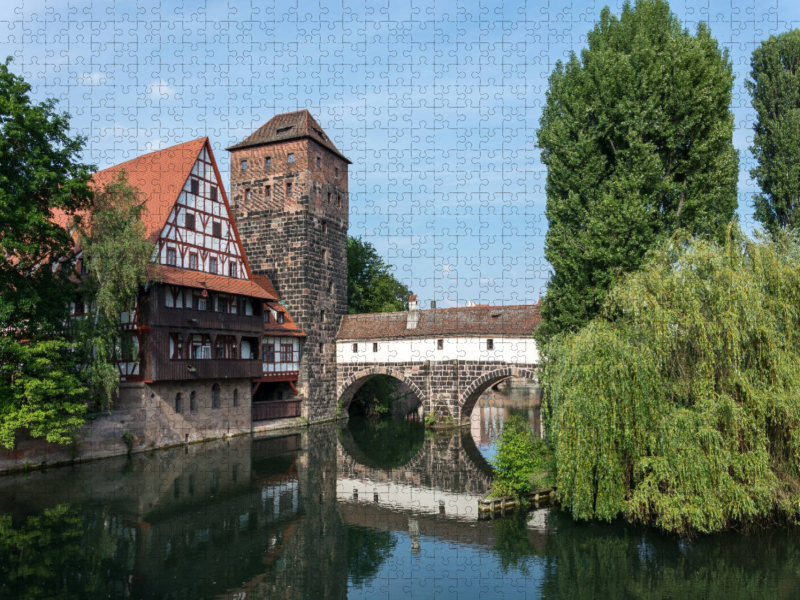 Weinstadel und Henkerbrücke an der Pegnitz