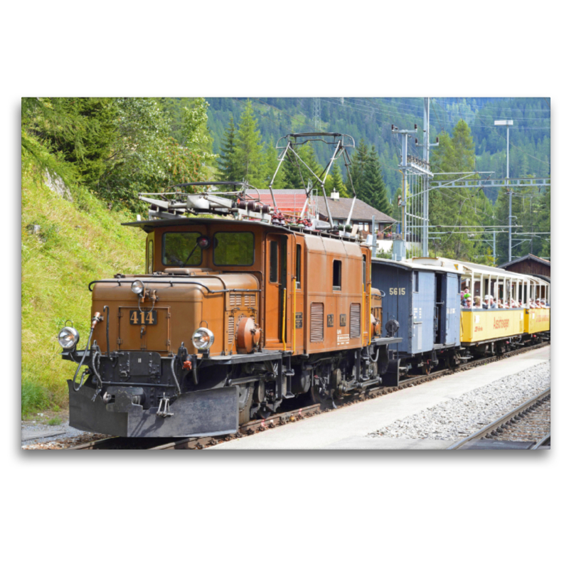 Erlebniszug Albula der Rhätischen Bahn mit Lokomotive Krokodil.