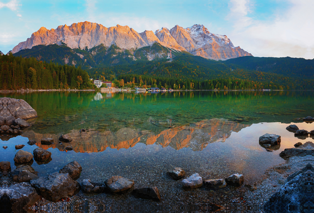 Abendstimmung am Eibsee, Zugspitze