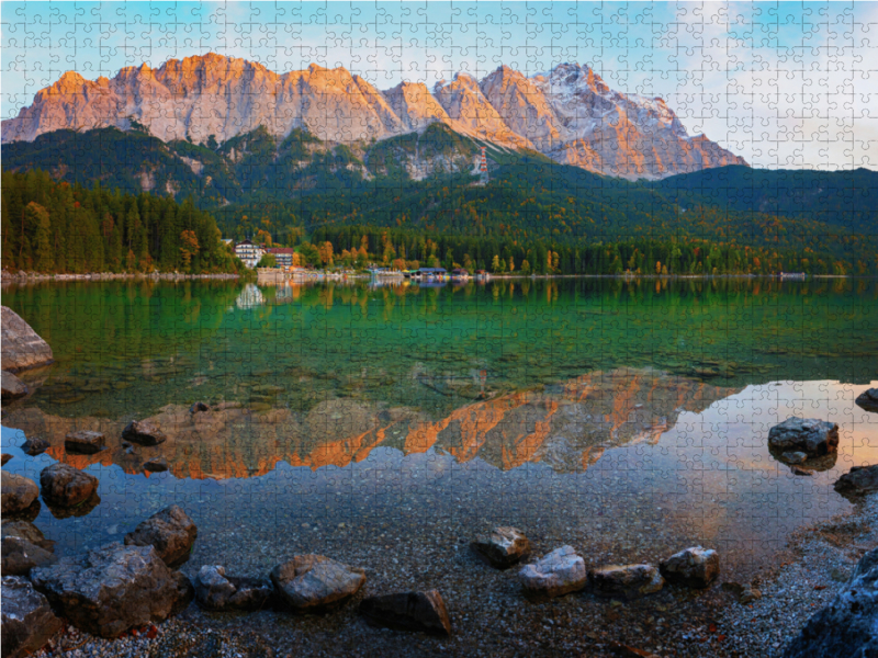 Abendstimmung am Eibsee, Zugspitze