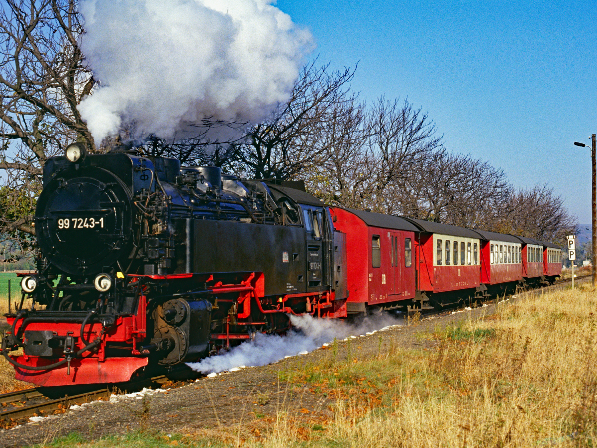 Dampflok der Harzer Schmalspurbahnen 1991 am Hp Nordhausen Krimderode