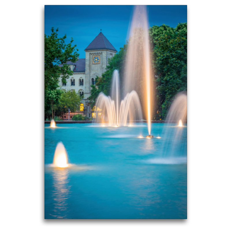 Brunnen und Hauptpost in Halle-Saale