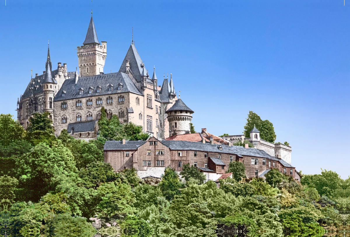 Wernigerode (Harz) – Blick zum Schloss um 1900