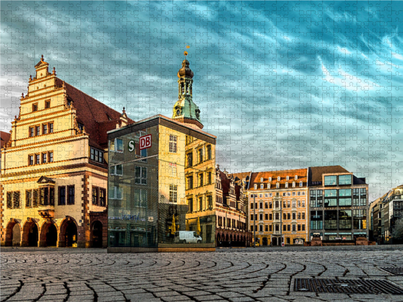 Puzzel Leipzig Martplatz mit Spiegelung