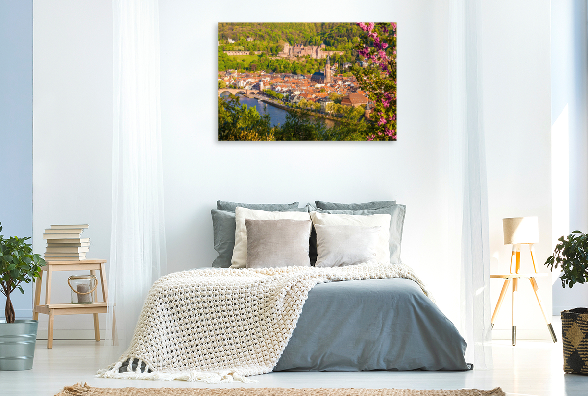 Die Altstadt und das Schloss in Heidelberg im Frühling