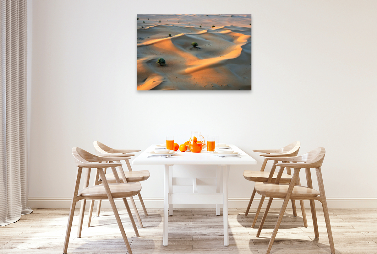 Blick von einer Fahrt mit dem Heißluftballon auf die Sanddünen der Wüste 'Rub al-Khali' im Süden von Dubai