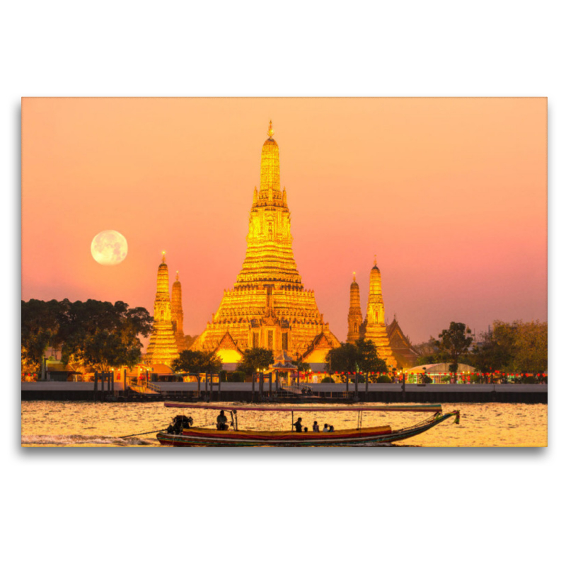 Aufgehender Mond am Wat Arun in Bangkok