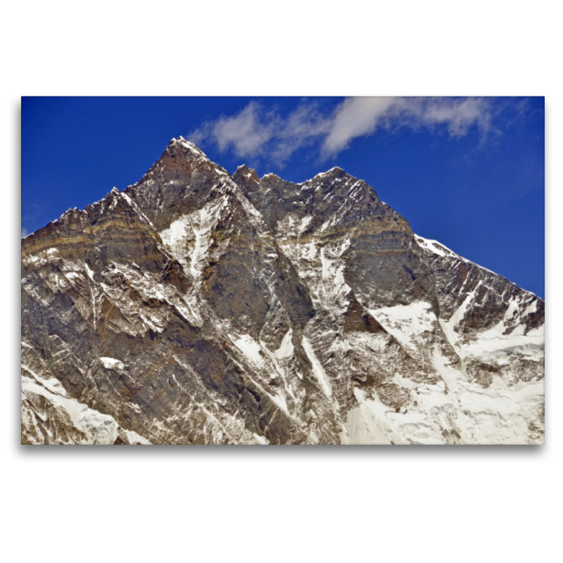 Blick vom kleinen Khumbudorf Orsho (4100 m) auf von links Thamserku (6623 m) und Kantega (6783 m)