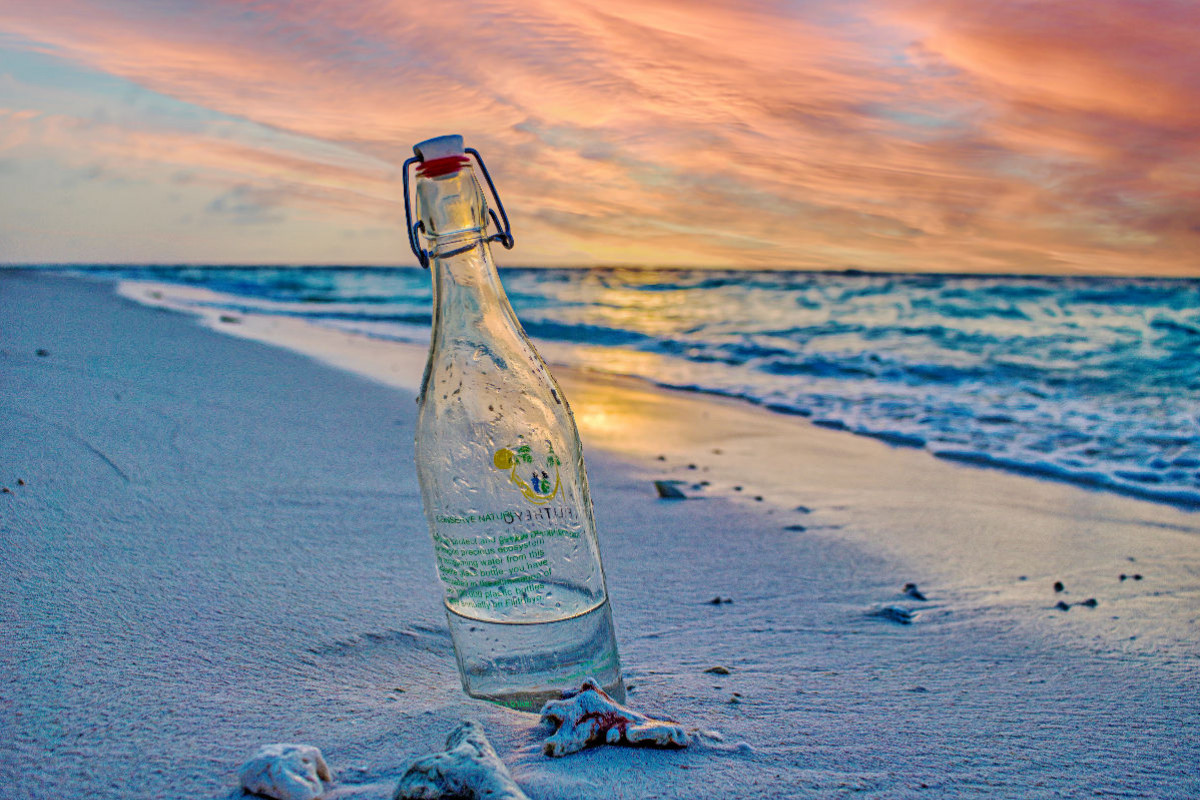 Flasche am Strand