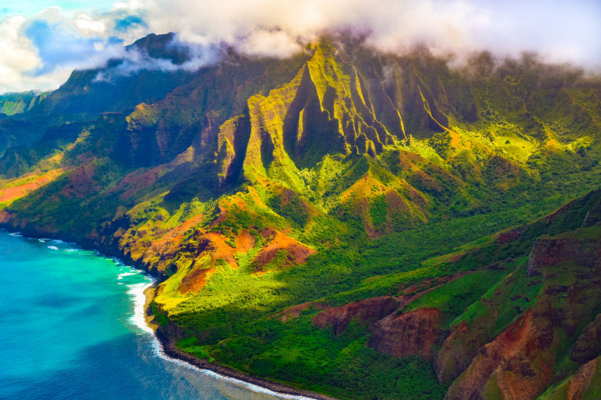 Farbenfrohe Napali Küste von Kauai, Hawaii, USA