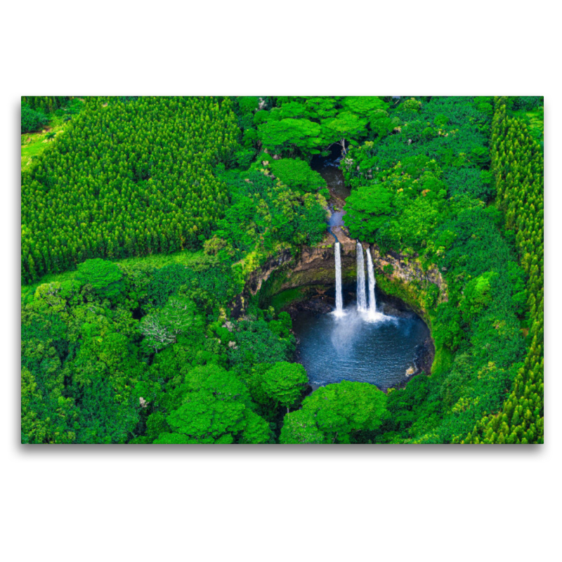 Luftaufnahme der Wailua Wasserfälle in Kauai, Hawaii, USA