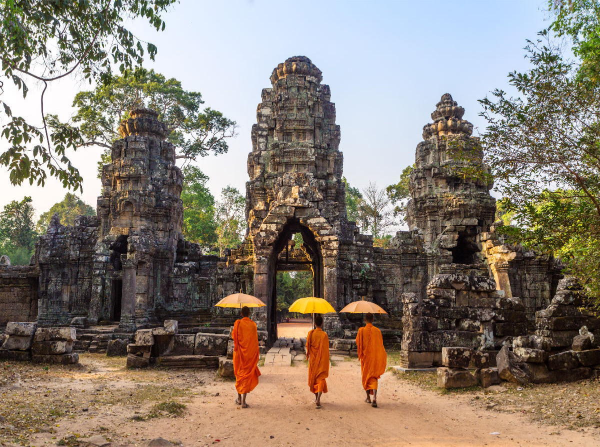 Buddhistische Mönche in Angkor - Kambodscha