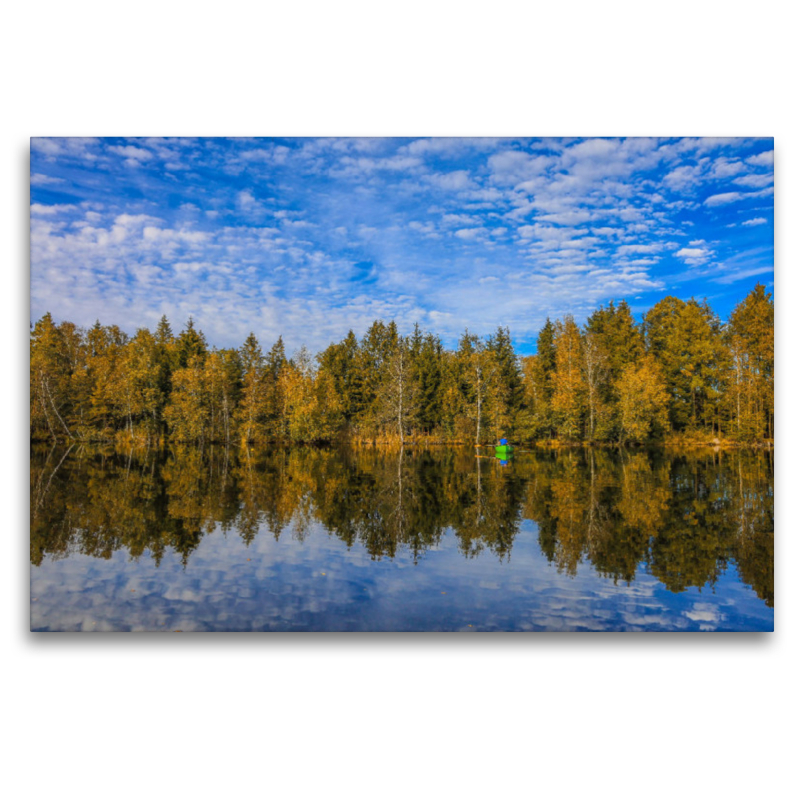 Uferlandschaft Moorteich mit Fischerboot - Pfrunger-Burgweiler Ried