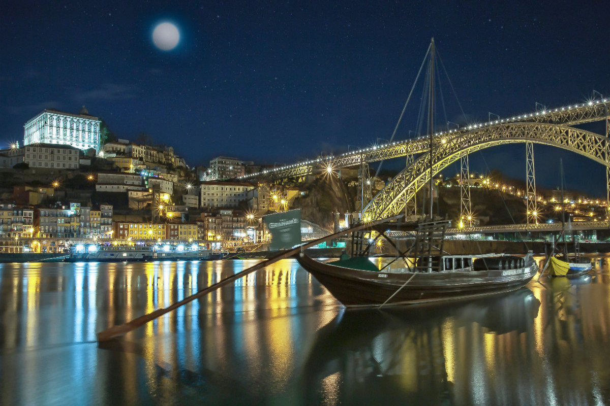 Nachtaufnahme Douro mit Louis Bruecke