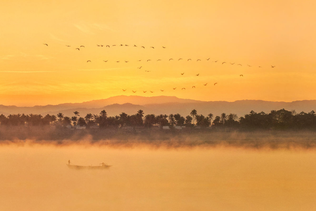 Myanmar: Morgenstimmung am Ayeyarwady