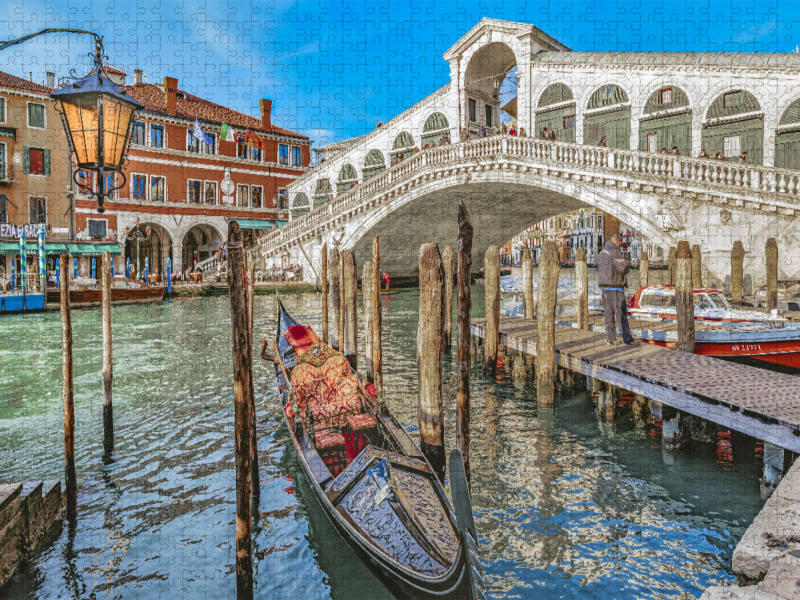 Gondel Station an der Rialto Brücke