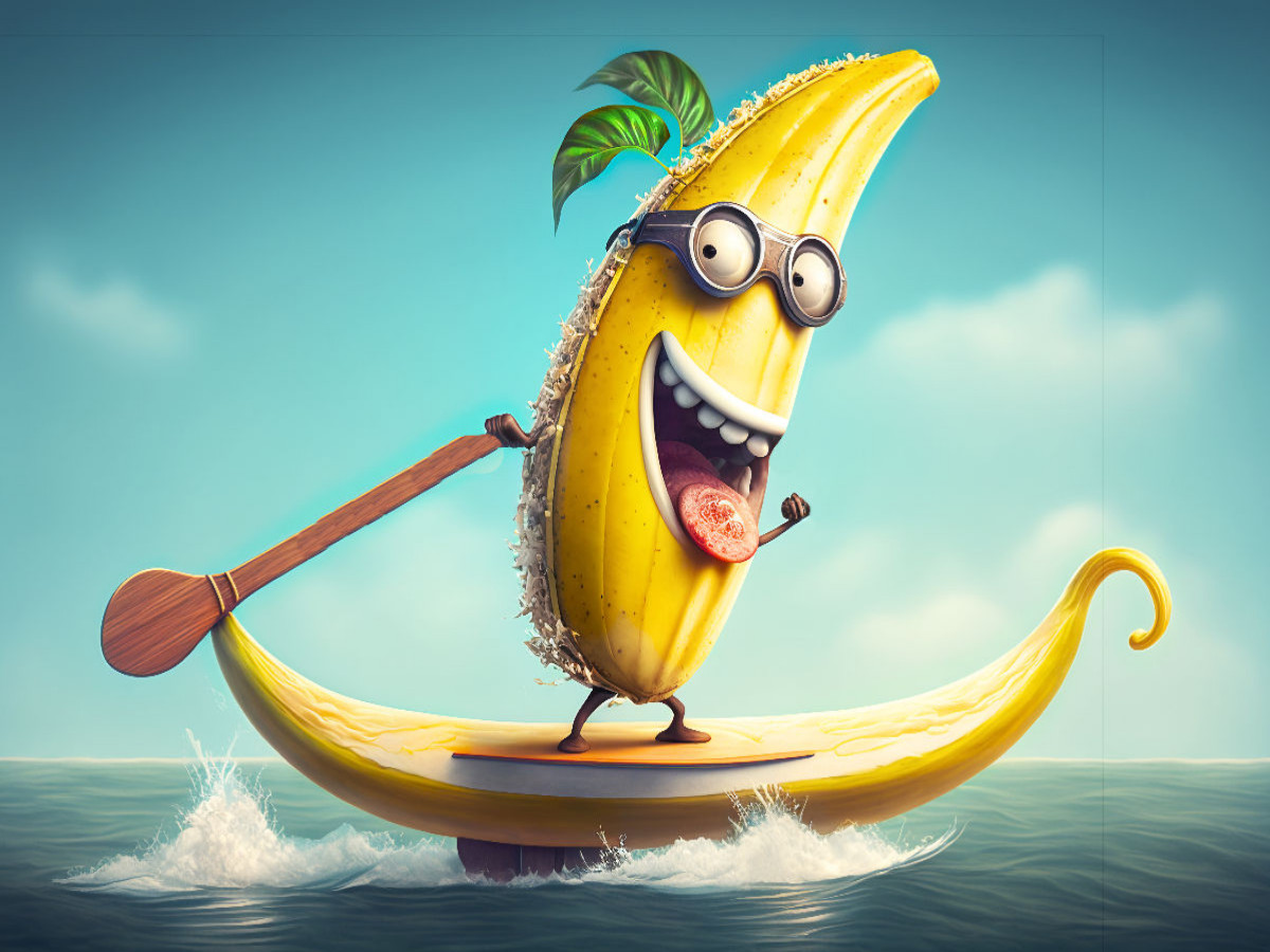 Banana beim Stand-Up-Paddling