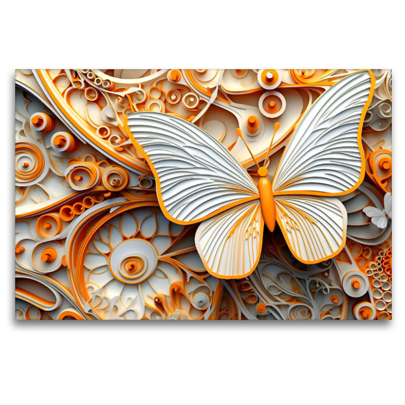 Orange weißer Schmetterling als Relief