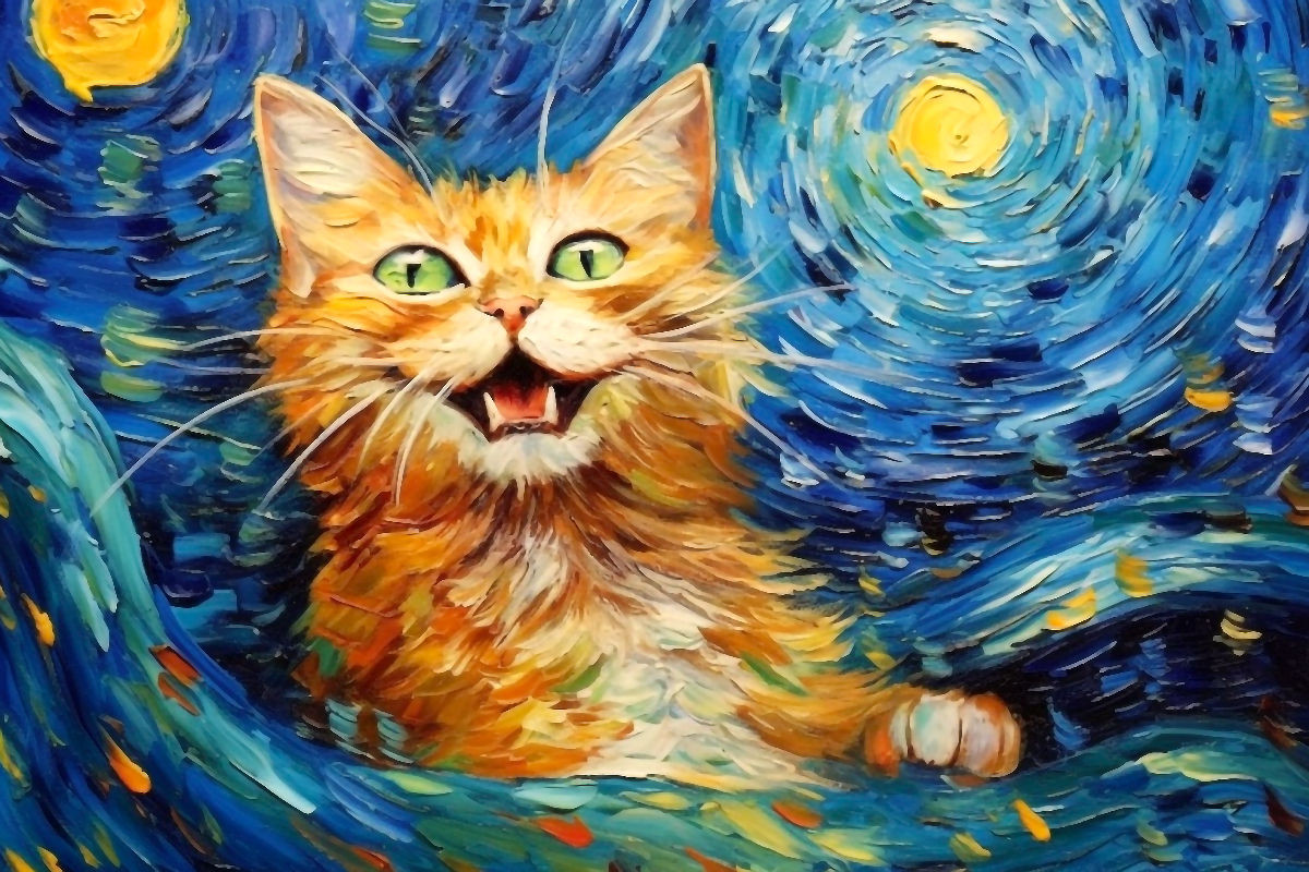 Katze Im Stil von Vincent van Gogh