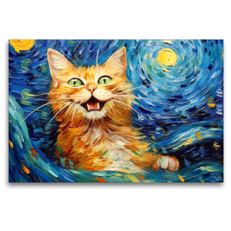 Katze Im Stil von Vincent van Gogh